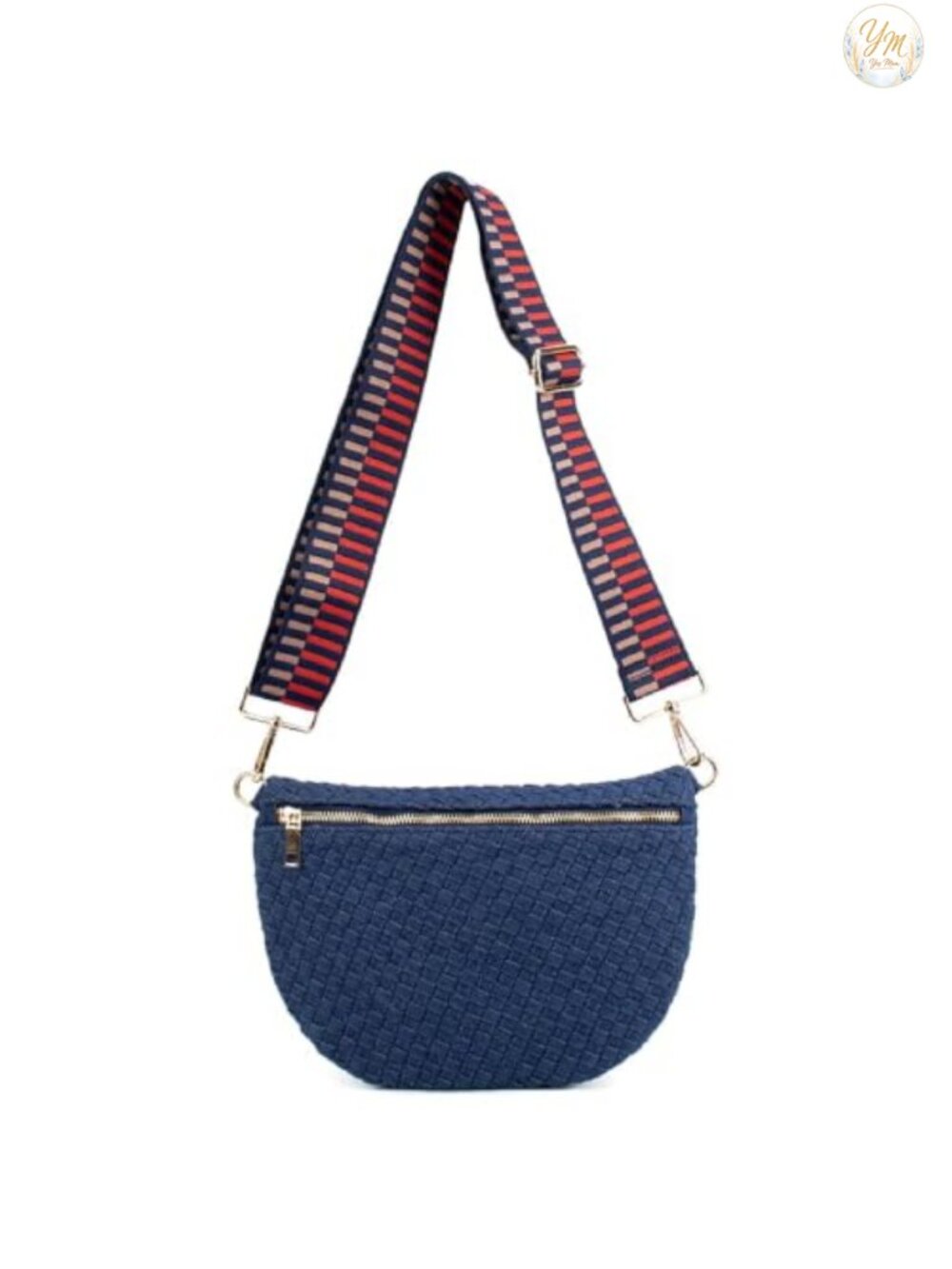 Woven Denim Crossbody Bag - Belt Bag with Adjustable Strap for Travel &